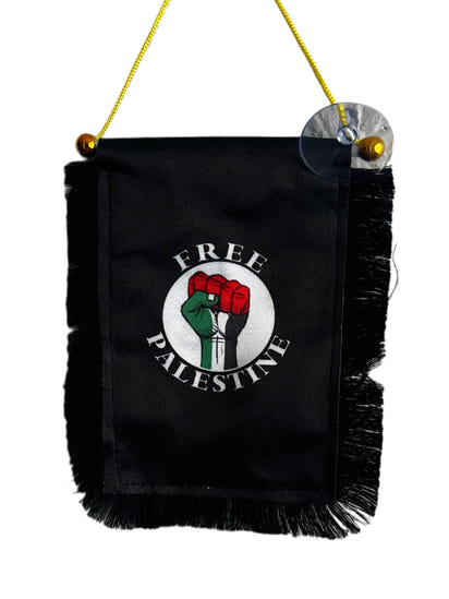 Palestine Awareness Hanging Banner - 4x6 Fringy Window Hanging Flag - Mini Flag Banner & Car Rearview Mirror Decor - Fringed & Double Sided - Hanging Flag with Suction Cup