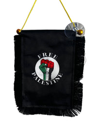 Palestine Awareness Hanging Banner - 4x6 Fringy Window Hanging Flag - Mini Flag Banner & Car Rearview Mirror Decor - Fringed & Double Sided - Hanging Flag with Suction Cup