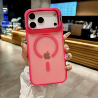 New Matte Translucent Magnetic Case for  17 16 15 14 13 12 Pro Max 17Air Metal Bracket for Magsafe Wireless Charge Cover