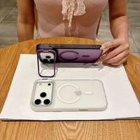 New Matte Translucent Magnetic Case for  17 16 15 14 13 12 Pro Max 17Air Metal Bracket for Magsafe Wireless Charge Cover